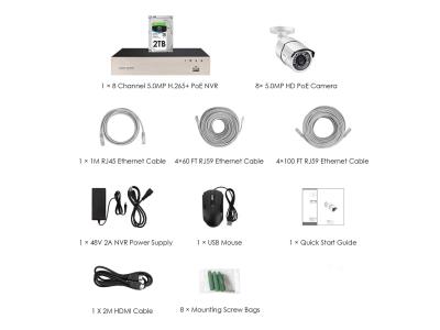 HD 1080P 8 Channel POE IP Cameras NVR System CCTV IP Cameras kit