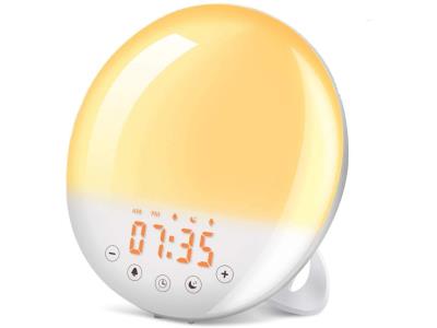 7 Colors 2 Alarms Digital LED Sunrise Simulator Natural Wake Up Clock