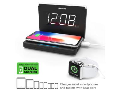 LED Digital Alarm Clock with USB and Wireless Charging 