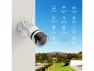 Ansjer 1080p Wireless IP Camera outdoor waterproof flash light smart home security camera