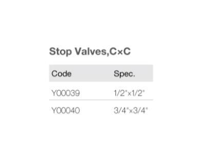 Stop Valves,C xC Y00039,Y00040