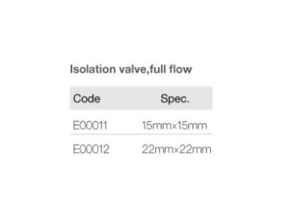 Isolation valve,full flow E00011, E00012 