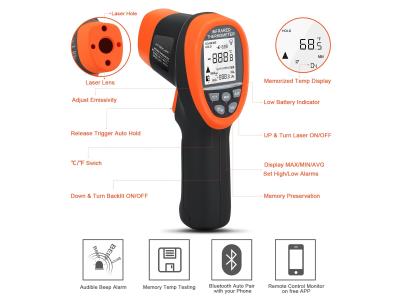 IR Infrared Thermometer Handhold -50-800C/-58-1472'F  HP-985C-APP with bluetooth