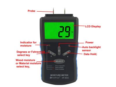 Wood Humidity Meter HP-883C Moisture Tester Analyzer Meter Wood Moisture Detector with LCD