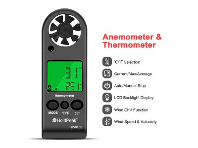 Mini Anemometer with Wind Speed Range 0.3 -30m/s and Wind Temperature Measurement HP-816B
