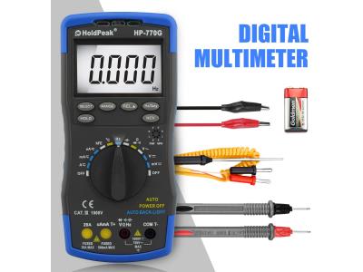 Digital Multimeter Voltmeter 4000Count AutoRange Temperature Ohm Diode hFE Test HP-770G