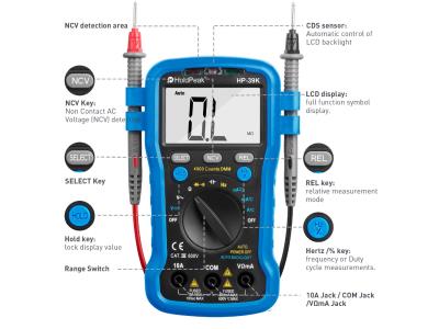 HoldPeak HP-39L Backlight LCD Digital LCR Meter Resistance Capacitance Inductance Tester