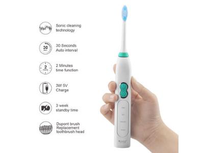 Sonic Toothbrush Three Level Clean Modes Rechargeable Powered Toothbrushes 12 Food Grades