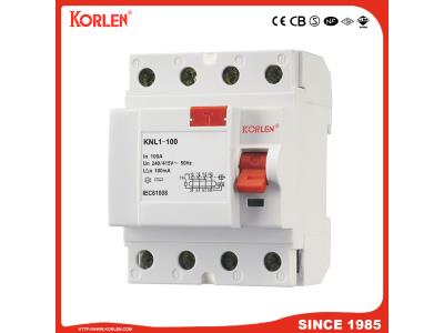 Residual Current Circuit Breaker RCCB (KNL1-100) 80A, 100A 30mA, 300mA 2p/4p Magnetic