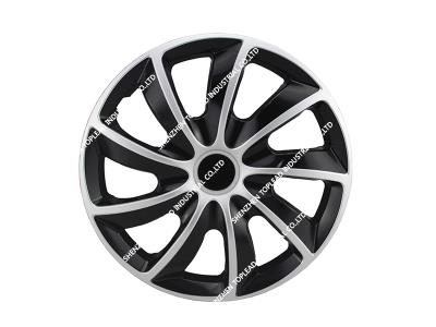 Wholesale Anti-wear Bi-color Car Wheel Hubcaps ,PP or ABS Black and Silver Car Center whee