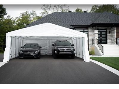Hot galvanized  steel structure  with PE fabric cover car shelter  for 2 car parking
