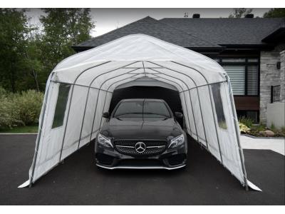 Hot galvanized  steel structure  with PE fabric cover car shelter  for 2 car parking