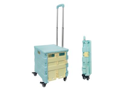 Factory Foldable Plastic Food Carts Folding Hand Push Grocery Shopping Trolley Cart