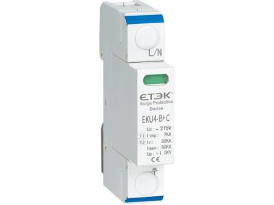 EKU4 SPD type AC Imax:20/40/B+C/60/80/100KA 1/2/3/4P Surge Protection Device TUV Approval