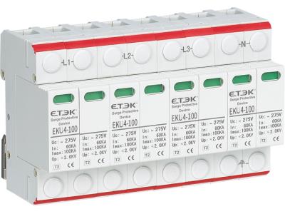 EKU4 SPD type AC Imax:20/40/B+C/60/80/100KA 1/2/3/4P Surge Protection Device TUV Approval