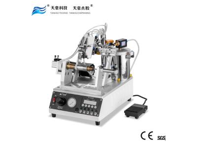 Thread coating machine with valve dispensing for per-coating adhesive