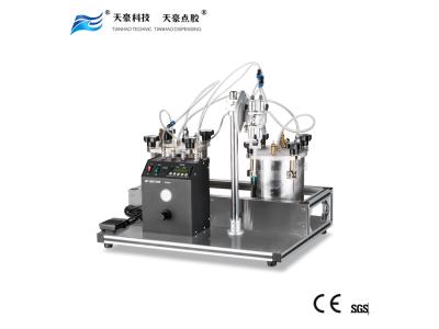 Epoxy dispensing machine with two component mixing/meter