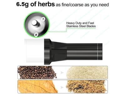 USB Rechargeable Herb Grinder,Spice ills,Pill Crusher,Large Blade,Black,2.5inch