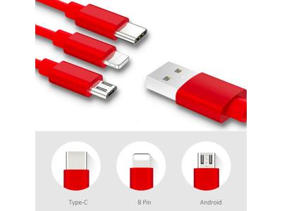 3 In 1 Usb Cable, Portable Mobile Phone TPE Usb Charging Retractable Cable