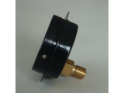 WESEN 80mm black steel pressure gauge with flange 3 holes lower back mount