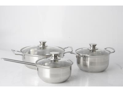 Stainless steel cookware set with steel handle