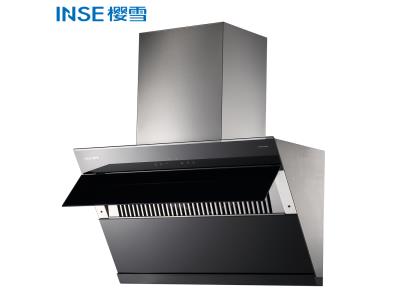 INSE 2022 new modern hard black crystal tempered glass panel range hood CXW-268-H1813