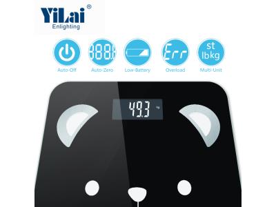 Yilai Factory OEM Electronic Scale 6mm tempered glass+ABS plastic Bluetooth Smart Scale