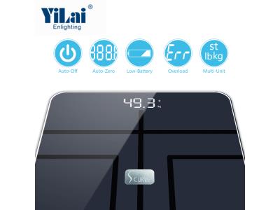 Yilai CE/RoHS approvel electronic  ITO tempered glass 180kg Smart Bluetooth scale