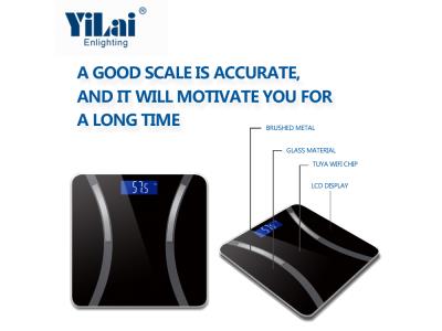 Black color TUYA WIFI SCALE blue backlit display 180KG capacity smart body fat scale