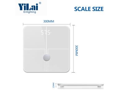 White  ito glass TUYA WIFI SCALE LED display 180KG capacity ITO glass smart body fat scale