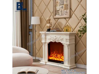 modern freestanding corner white electric fireplace heater with mantel and shelves