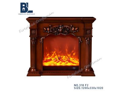 Cheap most realistic 60 inch rustic electric fireplace with mantel oak wood fire surround