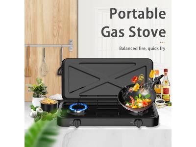 2 Burners Portable Outdoor Cooktop Camping Cooker Kitchen Gas Stove