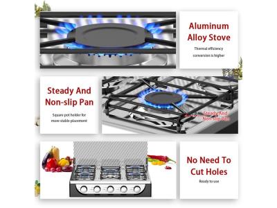 Cooking Appliances 5 Burners Die-Cast aluminum Counter Top Built-in Gas Stove