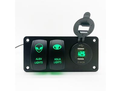 Boat Marine Switch Panel with Voltmeter Dual USB Charger Power Socket