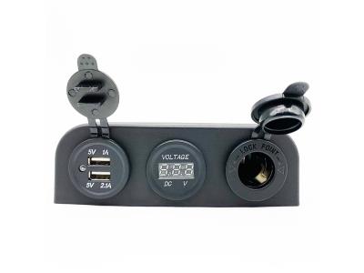 12V 3 in 1 USB Outlet Socket Panel Cigarette Lighter Socket 3.1A Dual USB Car Charger