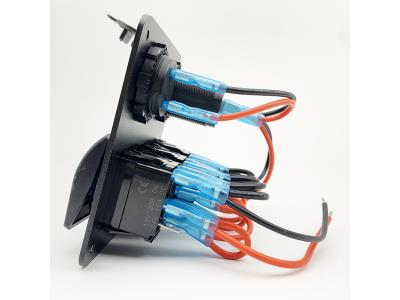 Car Switch Panel 3 Gang LED Rocker Switch Panel With USB Socket Digital Voltmeter