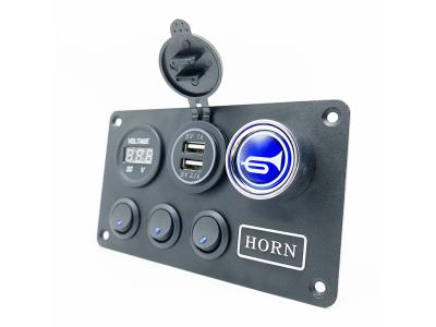 Waterproof Marine 3 Way Panel DC 12V/24V 3 Gang Switch Panel With Horn For Car Truck Rv