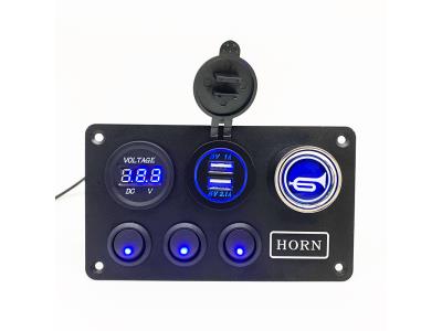 Waterproof Marine 3 Way Panel DC 12V/24V 3 Gang Switch Panel With Horn For Car Truck Rv