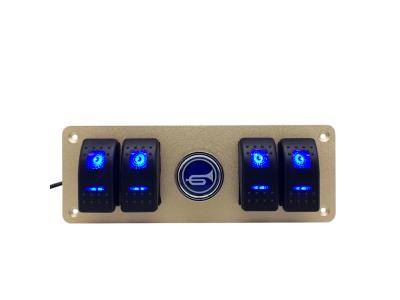 DC 12-24V rocker switches Blue LED Waterproof 4 gang switch panel For Marine Boat