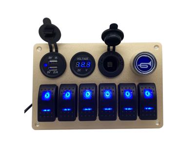 6 Gang Rocker Switch Panel Dual 12V LED Light Bar Switch Panel Waterproof With Glow Label
