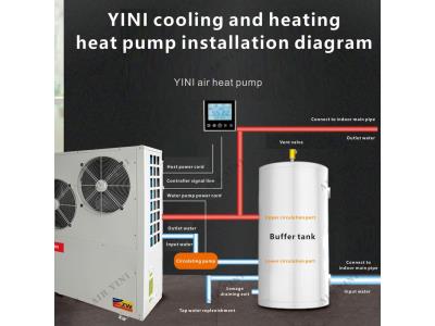 air source to water heat pump heating and cooling with water heating water heater Radiator