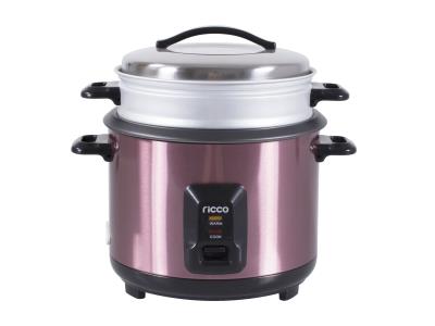 Stainless steel electrical cylinder rice cooker with non-stick pot and aluminum steamer