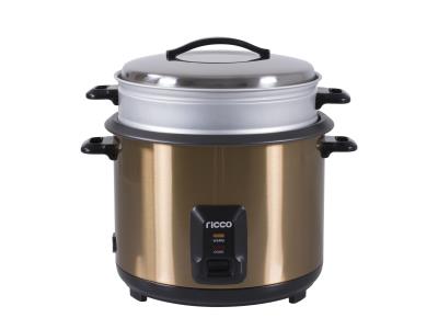 Stainless steel electrical cylinder rice cooker with non-stick pot and aluminum steamer