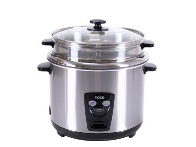 All stainless steel straight body rice cooker with stainless steamer & inner pot