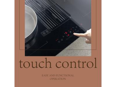 Black Induction Cooktop with Downdraft Extractor Fan & Filter