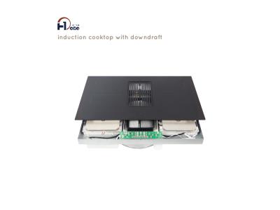 Black Induction Cooktop with Downdraft Extractor Fan & Filter