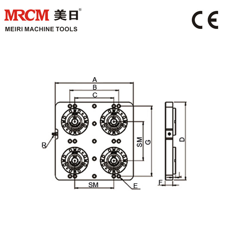 Precise zero point system 4-center chuck for cnc machine center Q10