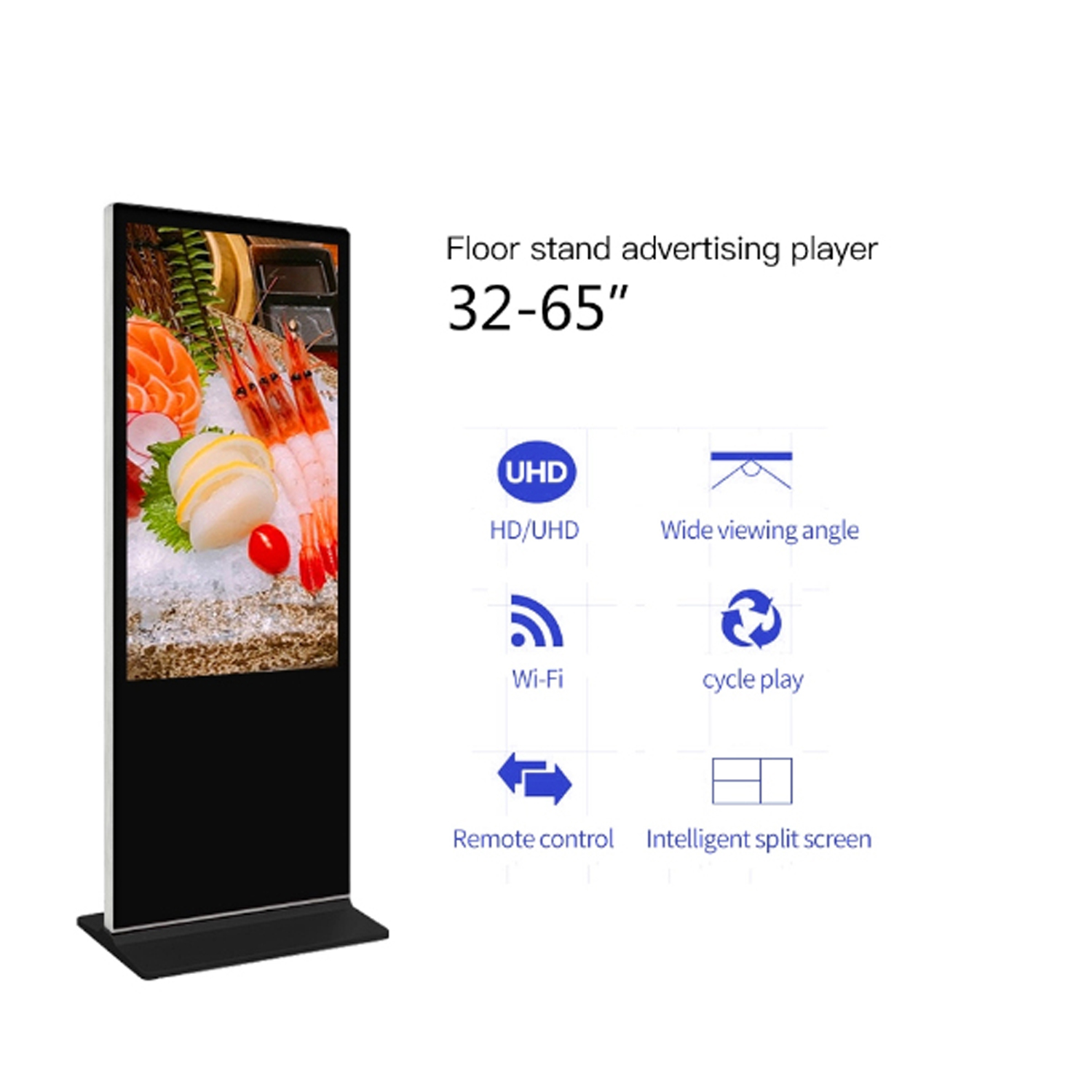Intelligent Standalone Player Android/Windows All-in-one kiosk 65 Inch Floor Standing Lcd Display