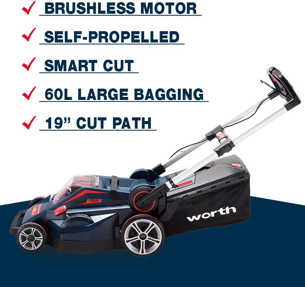 WORTH GARDNE 84V Professional Lawn Mower with Lithium Battery and Quick Charger